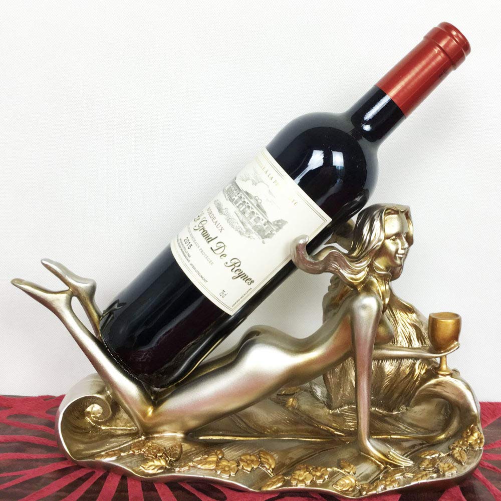 Statue beauté en résine et petit casier à vin créatif pour déco de maison
