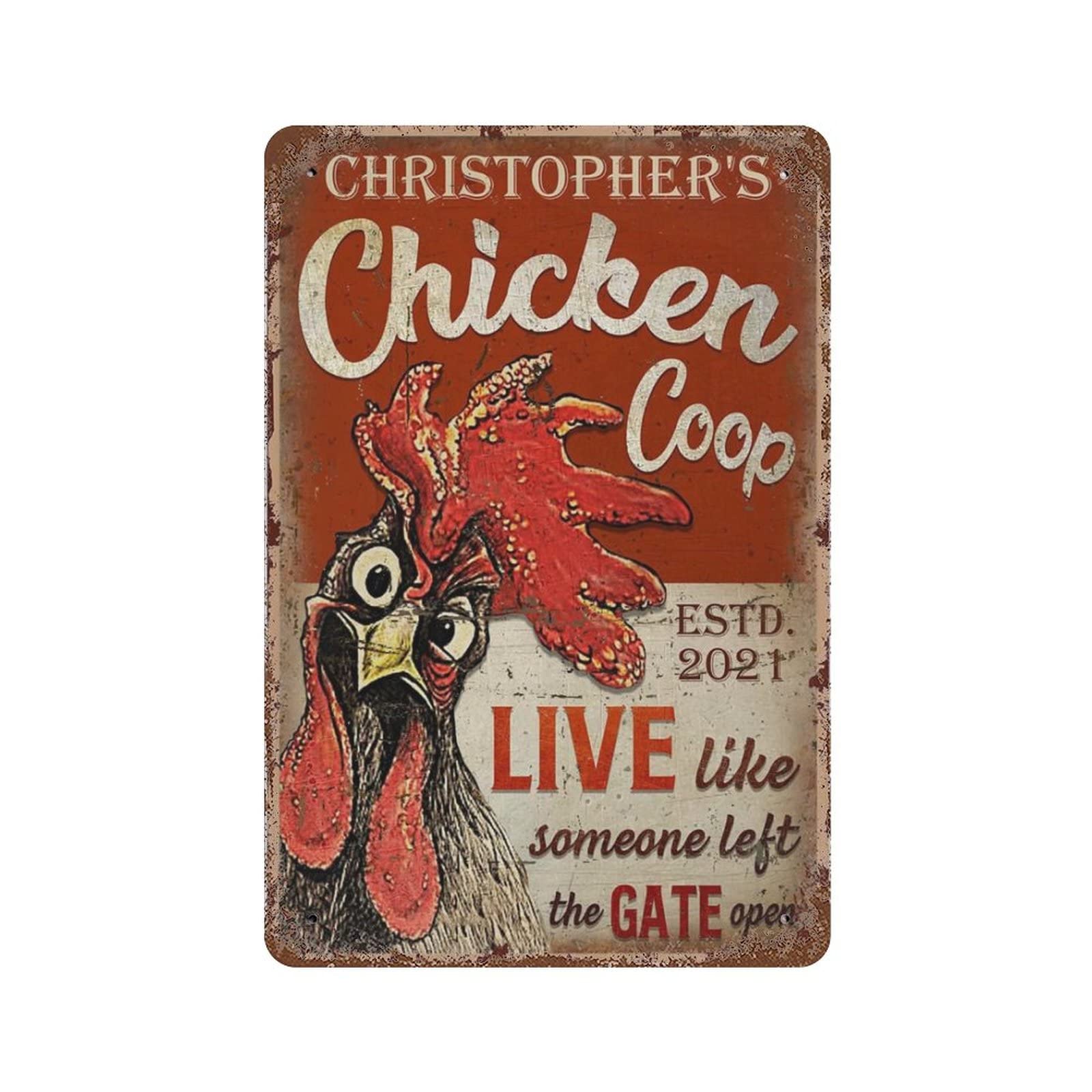 AOOEDM Chicken Coop Vintage Metal Sign for Home Shop Coffee Garage Man Cave Signs Wall Plaque Kitchen Bar Sign Wall Decor Poster