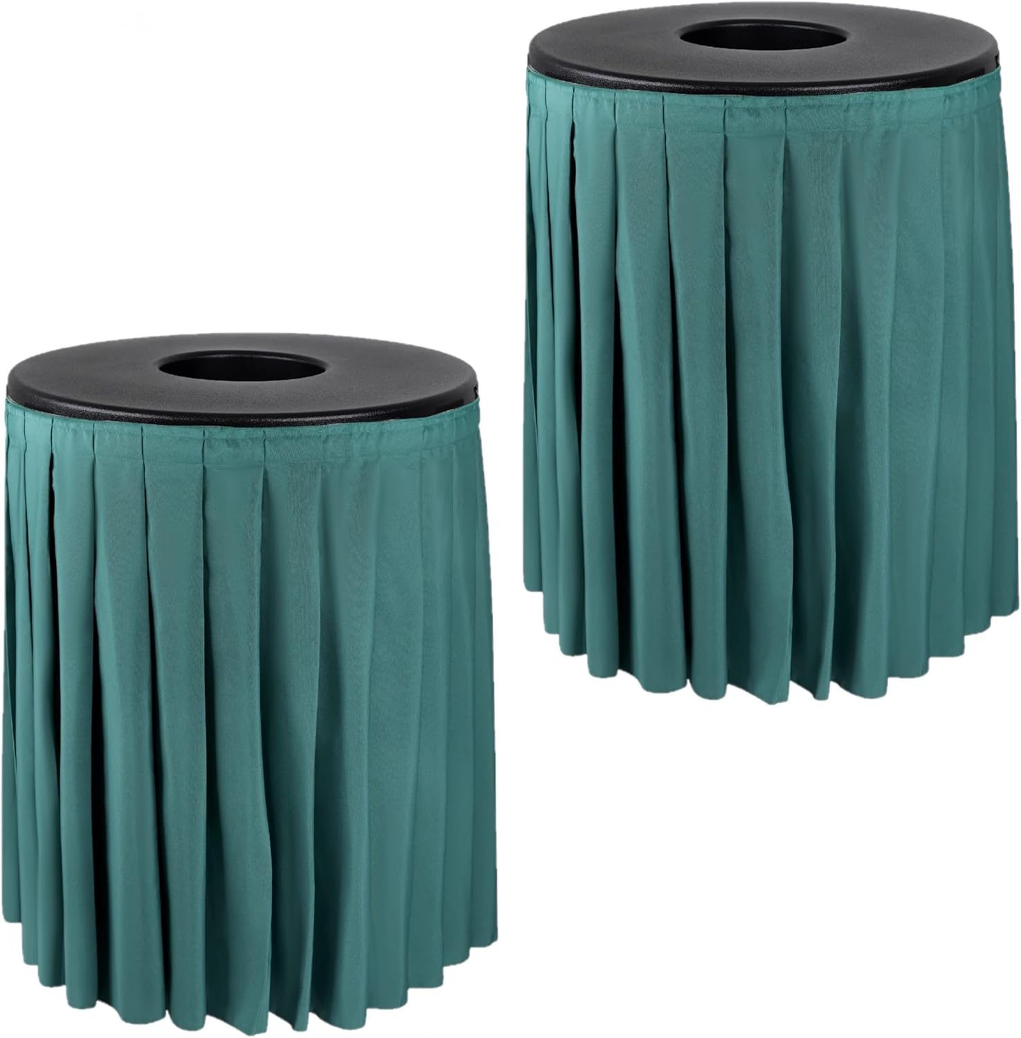 2 Pack Decorative Trash Can Topper with Skirt, fits 44gal and 55gal Trash cans, Perfect for events, parties, weddings Etc. (Black Top Green Skirt)
