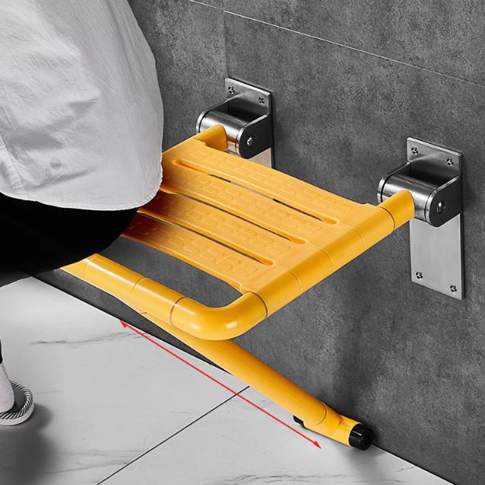 Asiento de baño Asiento de Ducha Plegable Banco, Taburete Plegable de Montaje en Pared Taburete de baño Asiento de Ducha Plegable, con Soporte de Acero Inoxidable