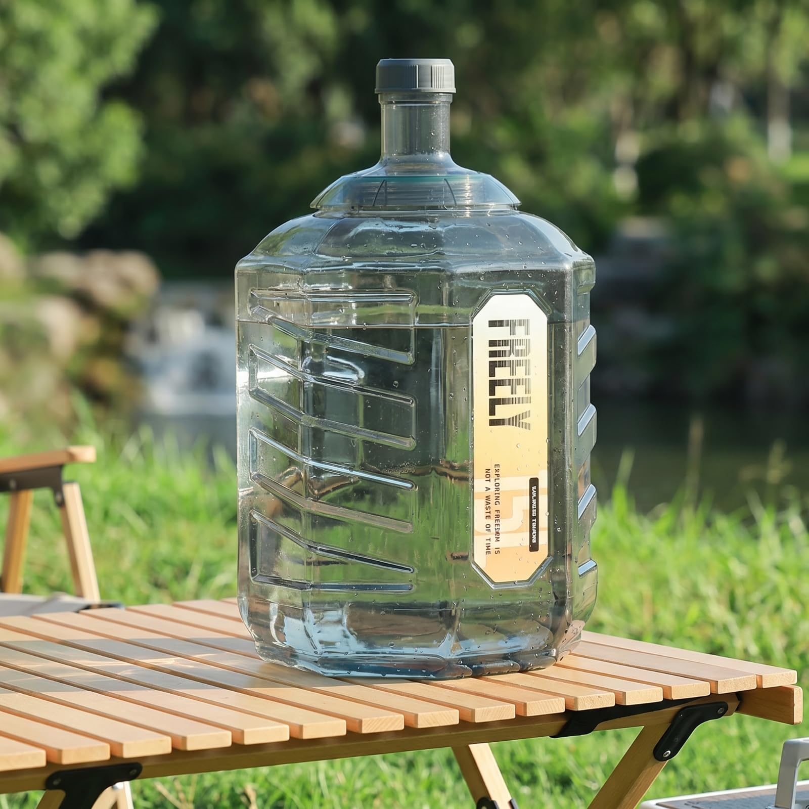 Almencla Contenedor de Agua Exterior Bidón Dispensador Barril Portátil con Apertura Amplia y Rosca Firme Material Resistente Apto para Agua Potable Estable en, 15L, 【新款】 15L灰色八角桶（大口可拆卸）
