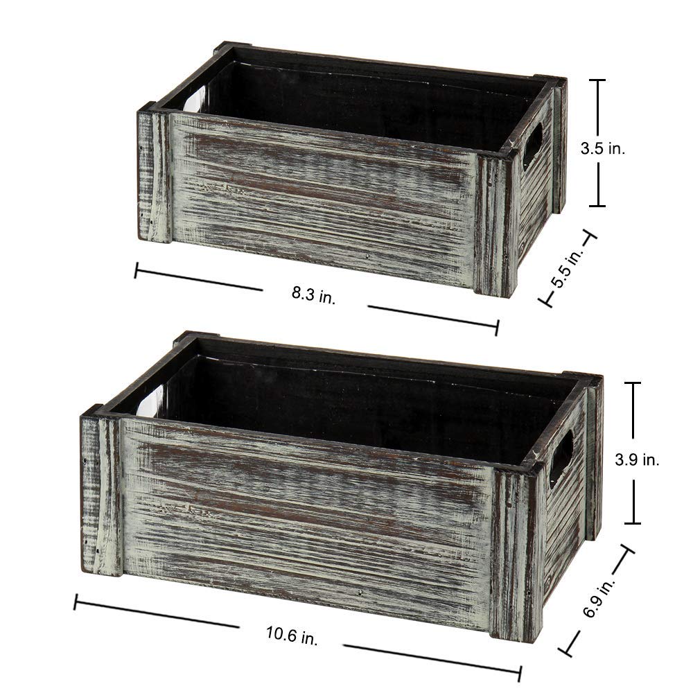 Wood Planter Box Rectangle Wooden Planter Boxes Set of 2 Rustic Wooden Window Box for Garden Plants Flower Succulent Herb