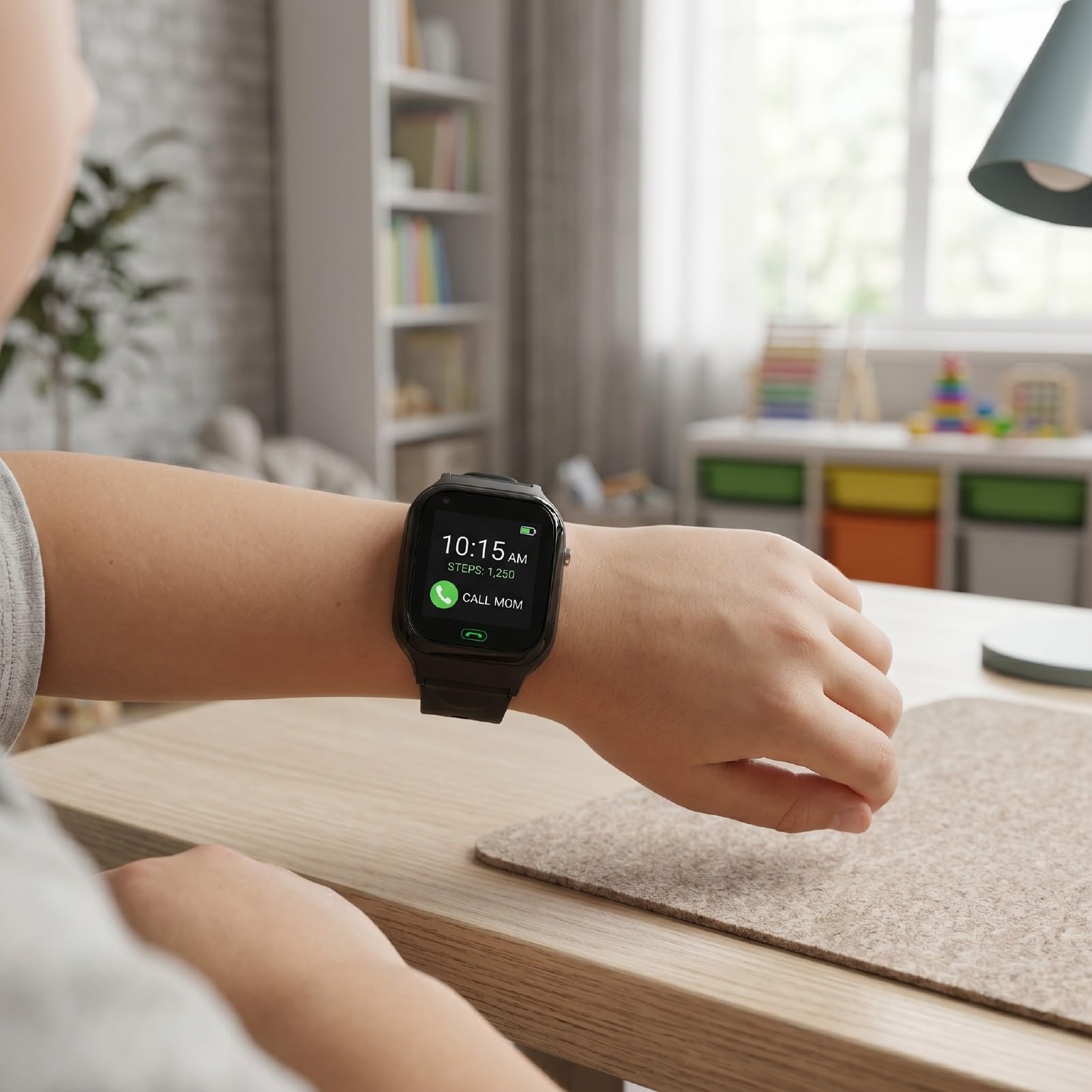 Dpofirs Reloj Inteligente 4G, Reloj con Pantalla Táctil de 1,44 Pulgadas para Estudiantes, Despertador, WiFi y Ranura para Tarjeta SIM (Black)