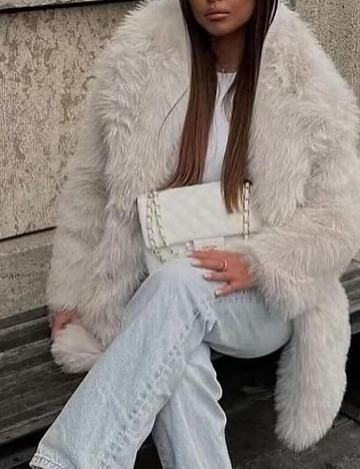 Women's Faux Fur Coat Fluffy Fuzzy Jacket Winter Warm Long Sleeve Lapel Furry Jackets Shaggy Parka Mid Coat - Image 7