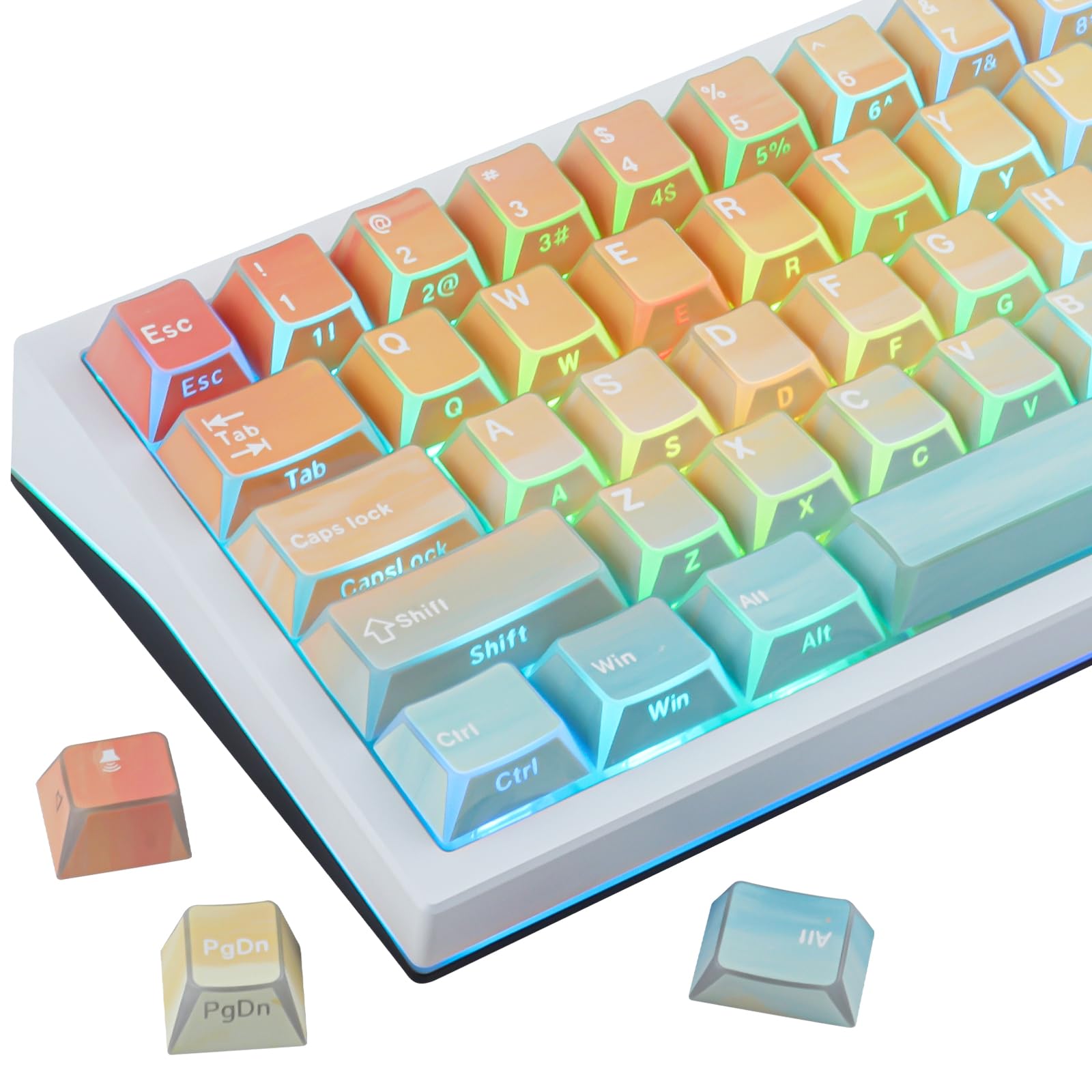 Keycaps PBT mecánicas perfil Cherry con 137 teclas translúcidas side printed 8