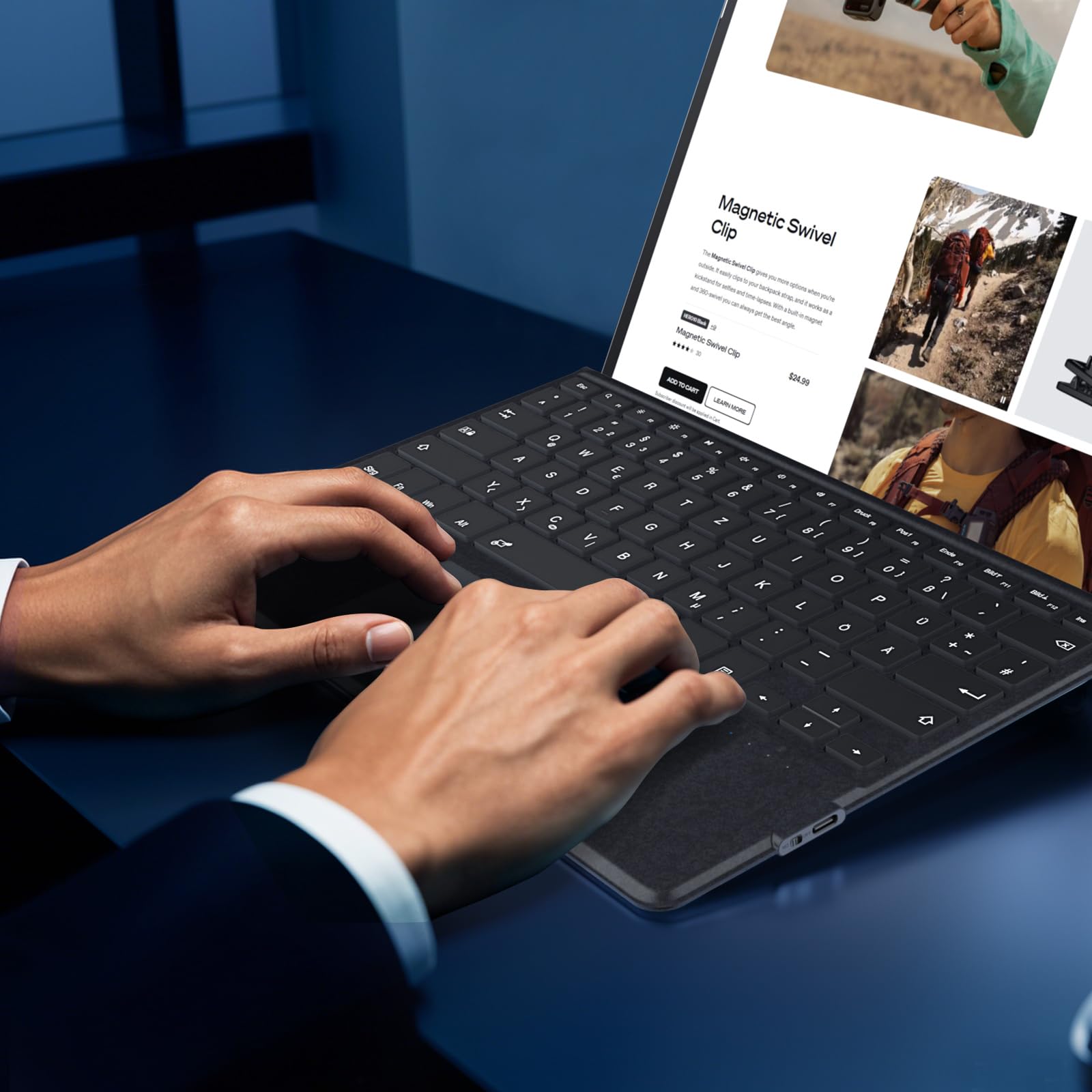 MoKo Deutsche Tastatur für Microsoft Surface Pro 12(13 Zoll 2026)/11/10/9/8/X, QWERTZ Layout Kabellose Bluetooth Typ Cover Tastatur mit Integriertem Wiederaufladbaren Akku Bluetooth Keyboard, Grau
