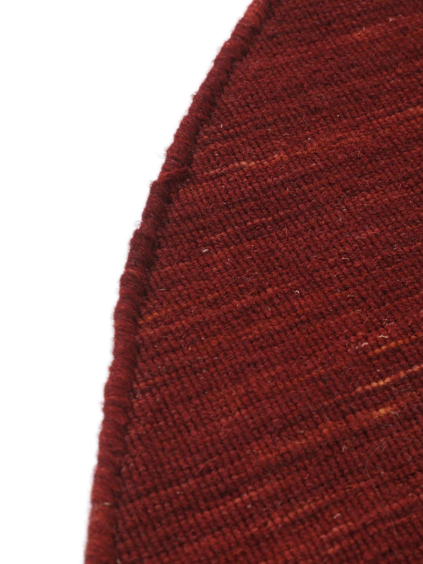 RugVista Handloom flat Tappeto, Ø 250 cm, Scuro Rosso | Kilim, Rotonda, Pelo corto, Lavabile solo a secco, Soggiorno, Sala da pranzo, Camera da letto