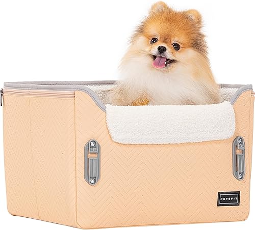 Vista 18 de PETSFIT - Asiento de automóvil para perros pequeños, portátil, con hebillas seguras patentadas, correa de clip, adecuado para mascotas pequeñas
