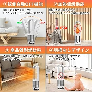 Amazon.co.jp: セラミックヒーター【2025新登場＆冷暖両用＆羽根