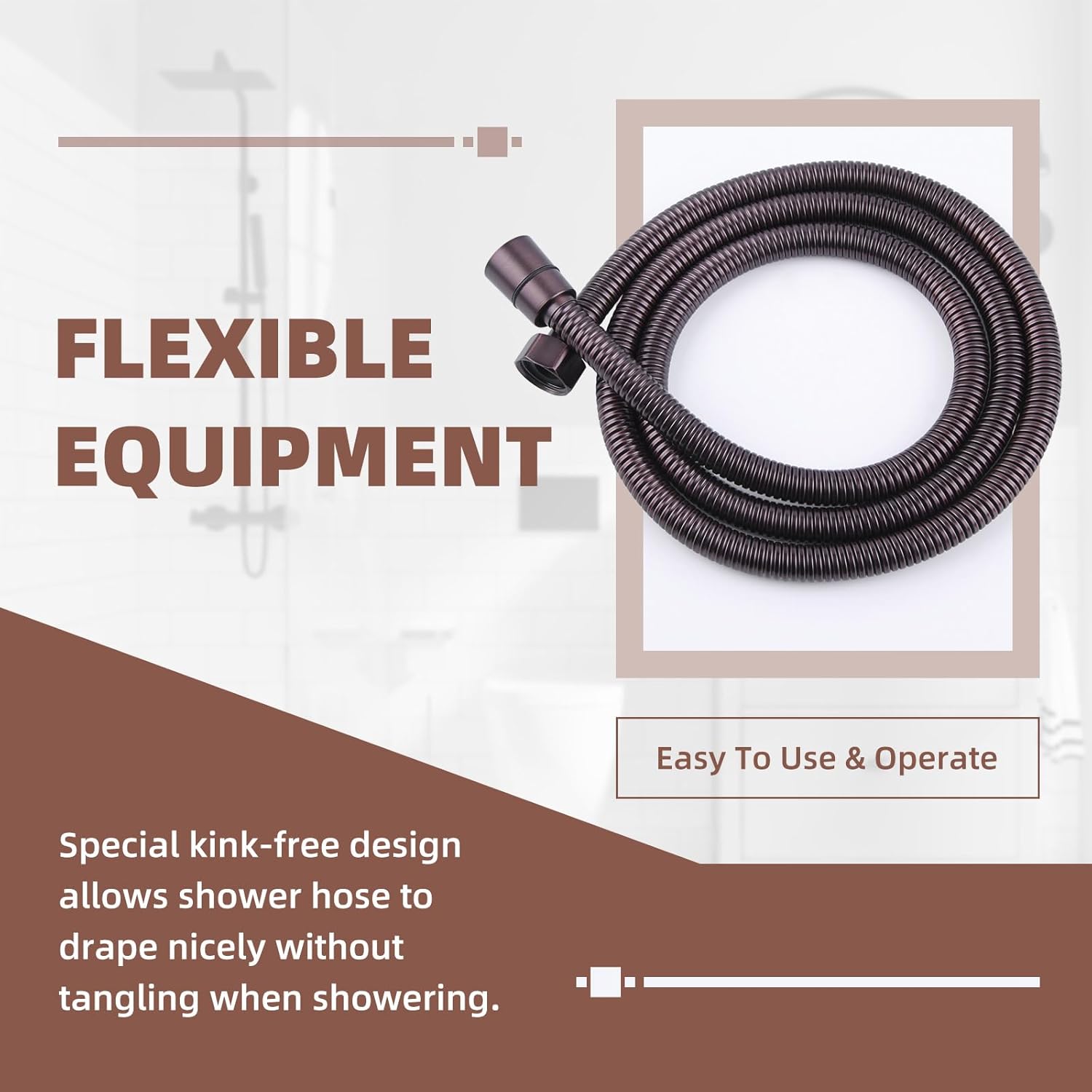 Angle Simple Shower Head Hose Lighter Oil Rubbed Bronze, Stainless Steel Flexible Shower Sprayer Hose Replacement, 59 Inches