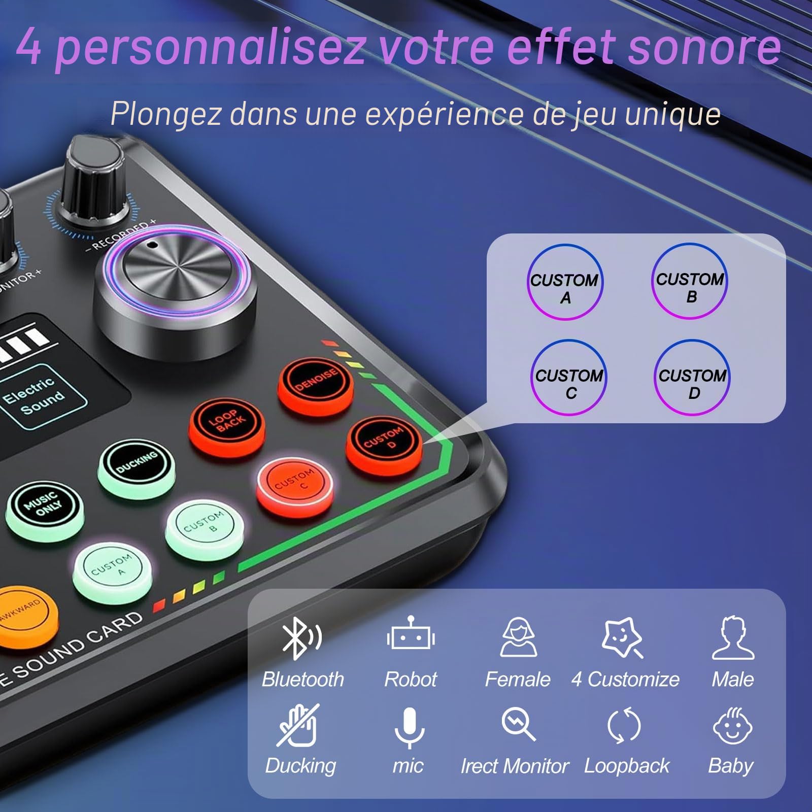Ensemble d'équipement de podcast avec carte son en direct, microphone mélangeur audio, microphone à condensateur, interface audio, microphone de diffusion en continu, enregistrement en studio pour