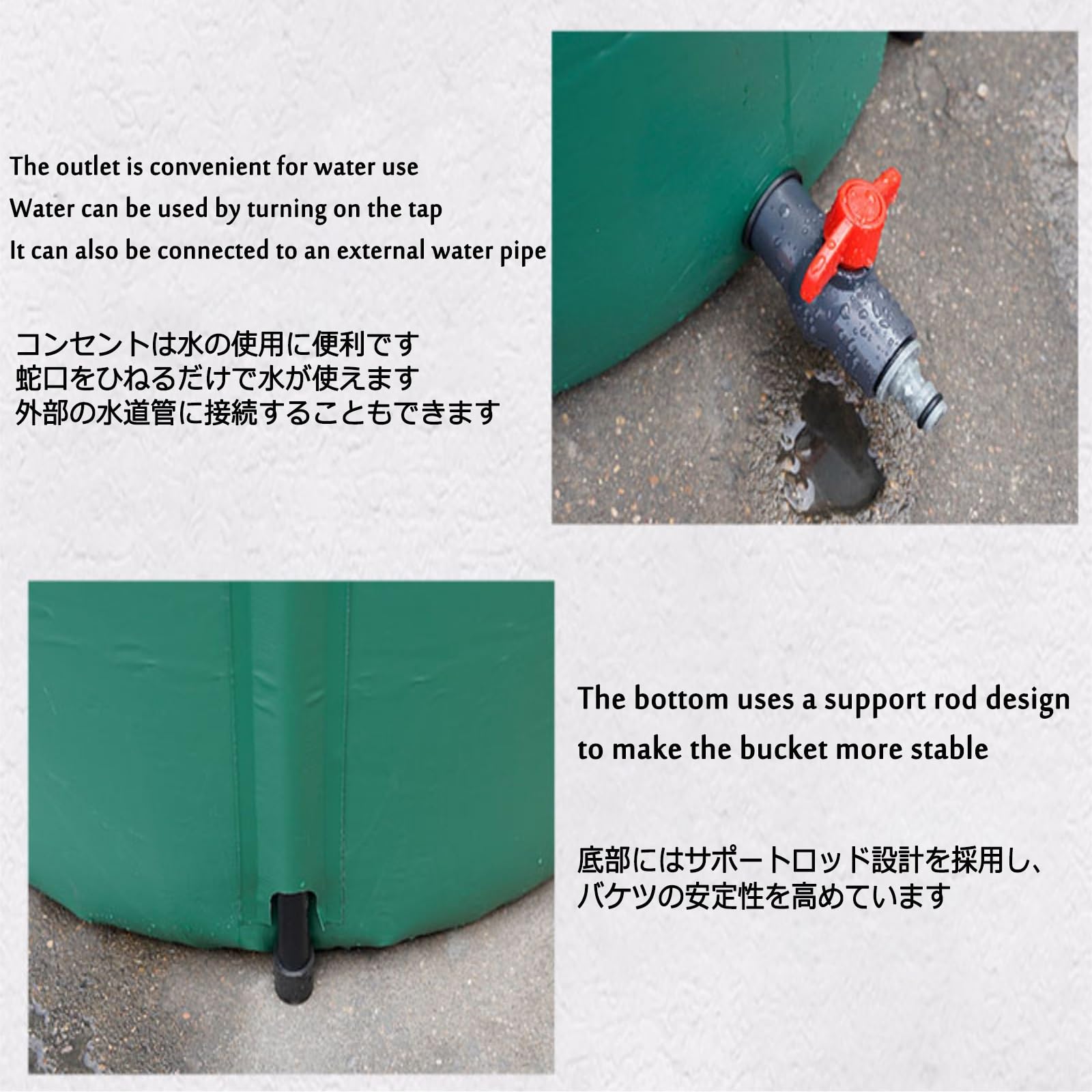 Serbatoio Portatile per la Raccolta dell'Acqua piovana da 1000 Litri, Serbatoio di stoccaggio dell'Acqua ad Alta capacità, Uso Flessibile, Ideale per Giardini, Colore Nero