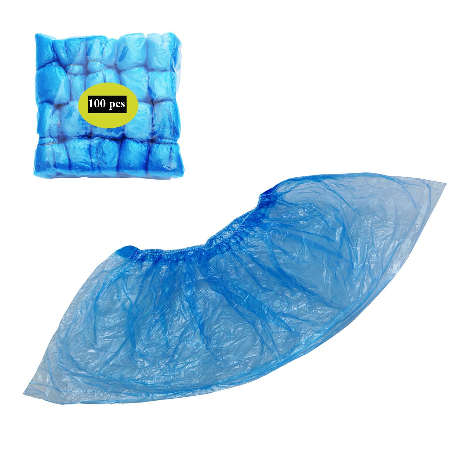 BEILOCKERY 100pcs Disposable Plastic Shoe Covers, PE Shoe Booties Covers for Indoors, Shoe Covers for Housework, Visiting and Decorating