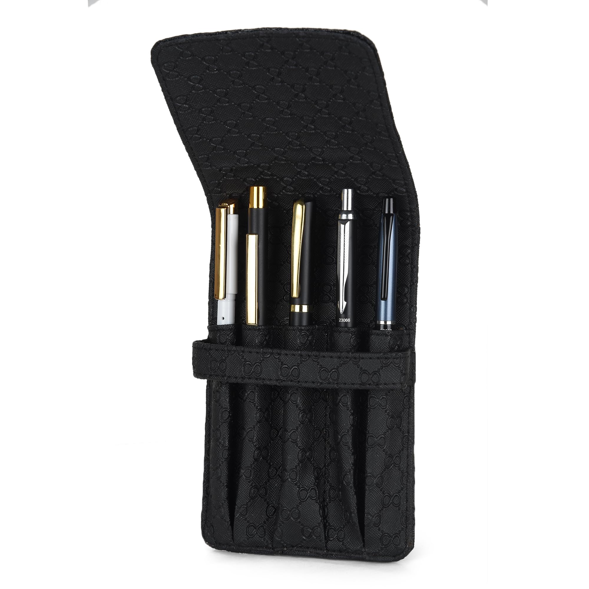 PU Leather Pen Case for 5 Pens for MONTBLAC Pen, PELIKAN Pen, TWSBI Pen, Cross Pen, Sailor Pen, Pilot Pen, Parker Pen, Colour D-Black (ST-PC-105)-image-37