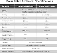 Vista 3 de iGreely - Cable de extensión solar de 50 pies y 10 AWG con conector hembra y macho, adaptador de panel solar (50 pies rojo + 50 pies negro)