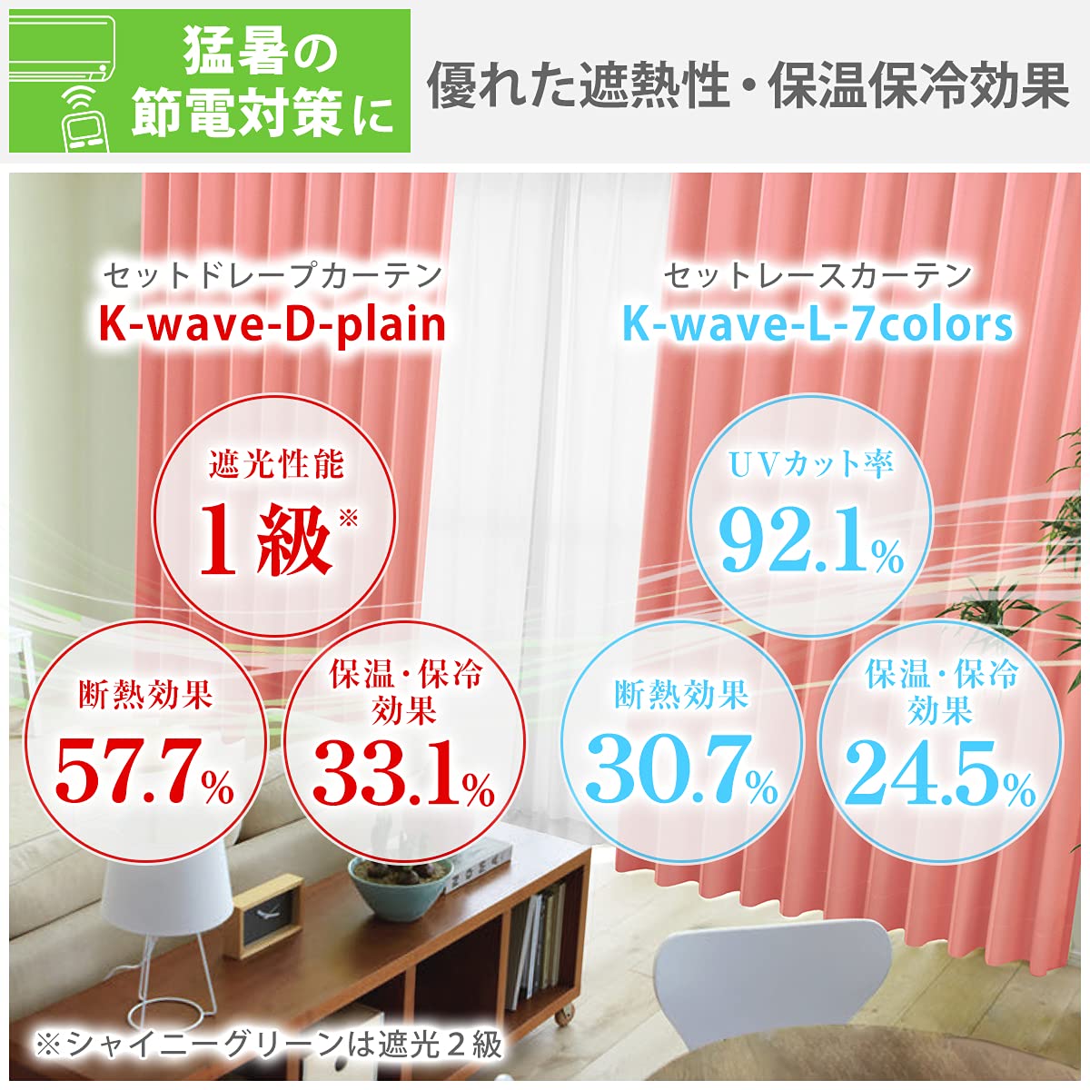 Amazon｜カーテンくれない 1級 遮光カーテン「K-wave-D-plain」セット