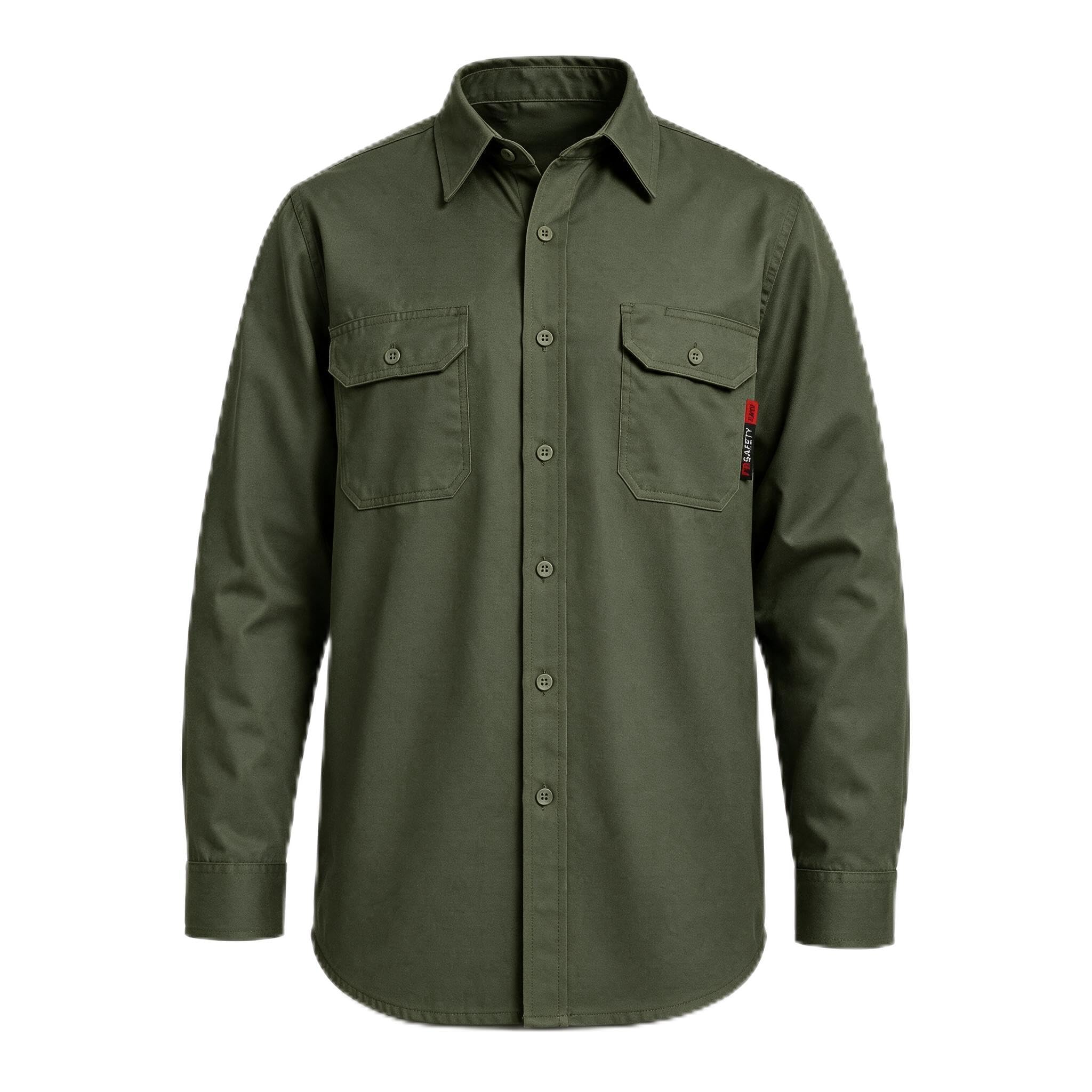 SRsafety Hi Vis FR Shirts for Men,7.0oz Long Sleeve FR Work Shirts,100% Cotton High Visibility Fire Shirt