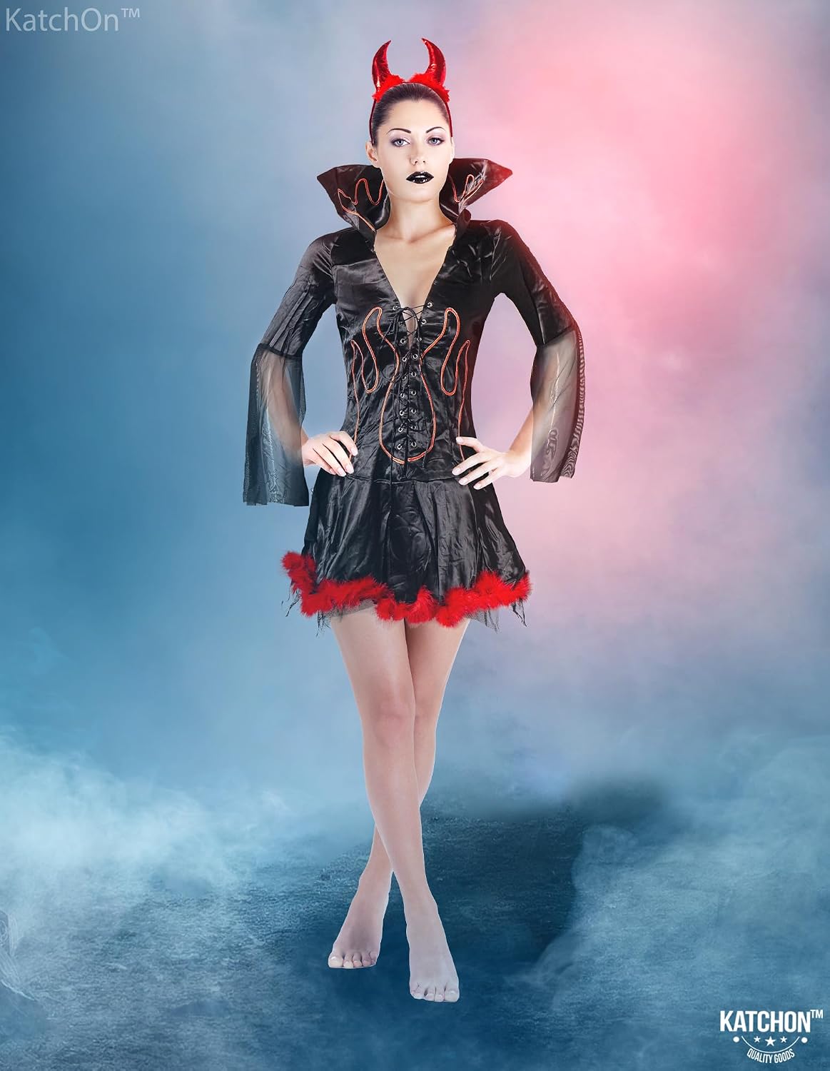 KatchOn, Halloween Devil Costume for Women - Halloween Costumes For Women | Halloween Devil Dress with Devil Horn Head Band