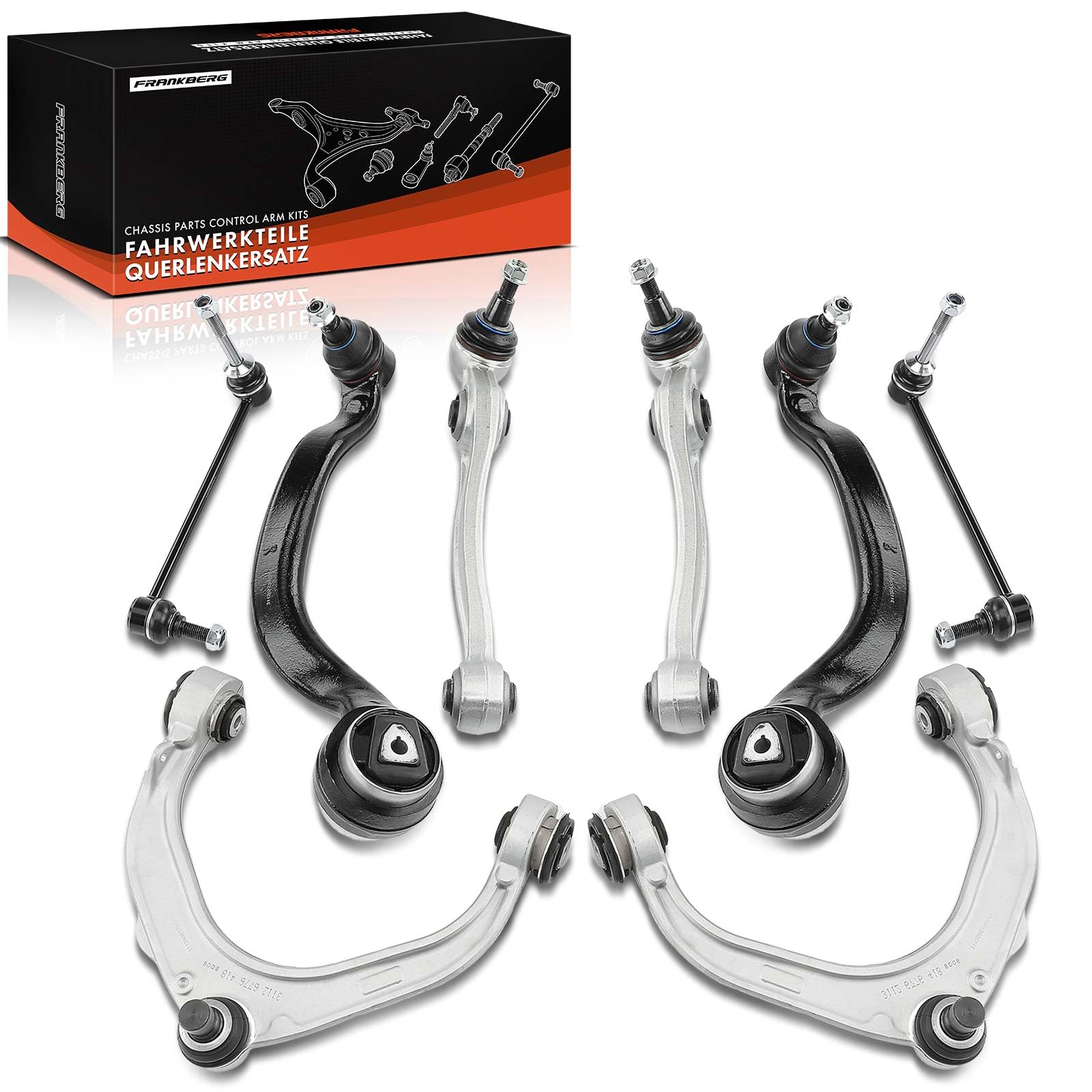 Frankberg 6 brazos de control + 2 bieletas estabilizadoras del eje | Compatible con: X6 E71 E72, X5 E70