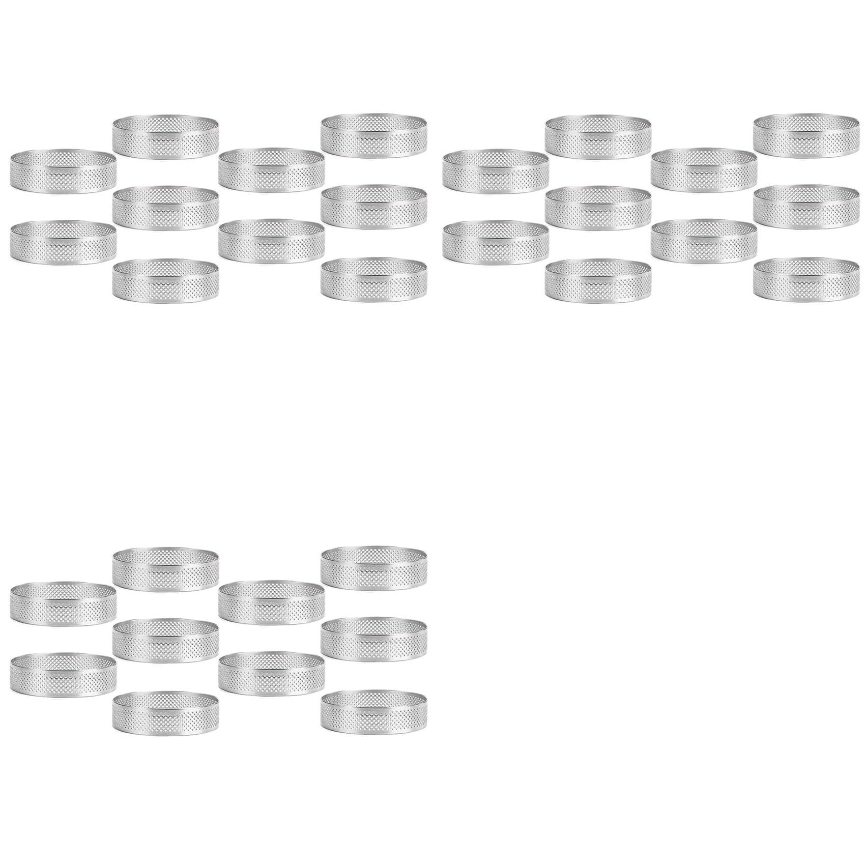 Vjsujehgy 30Pcs 9cm Circular Tart Rings with Holes Stainless Steel Dessert Fruit Pie Quiches Cake Mousse Mold Kitchen Baking Mould