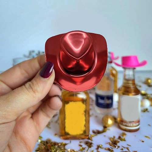 Miniatura 8 de 10 piezas de mini sombrero de vaquero de plástico pequeño sombrero de vaquero mini sombreros para botellas, sombrero de vaquero para cupcakes (azul)