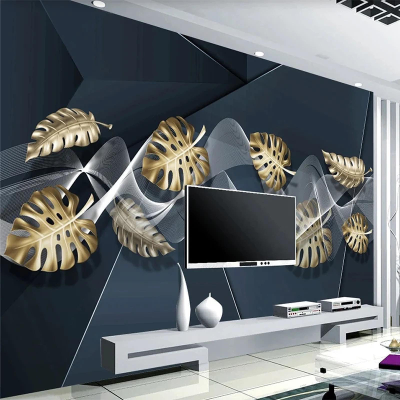 Papier peint 3D lignes dorées pour sublimer un mur de chambre