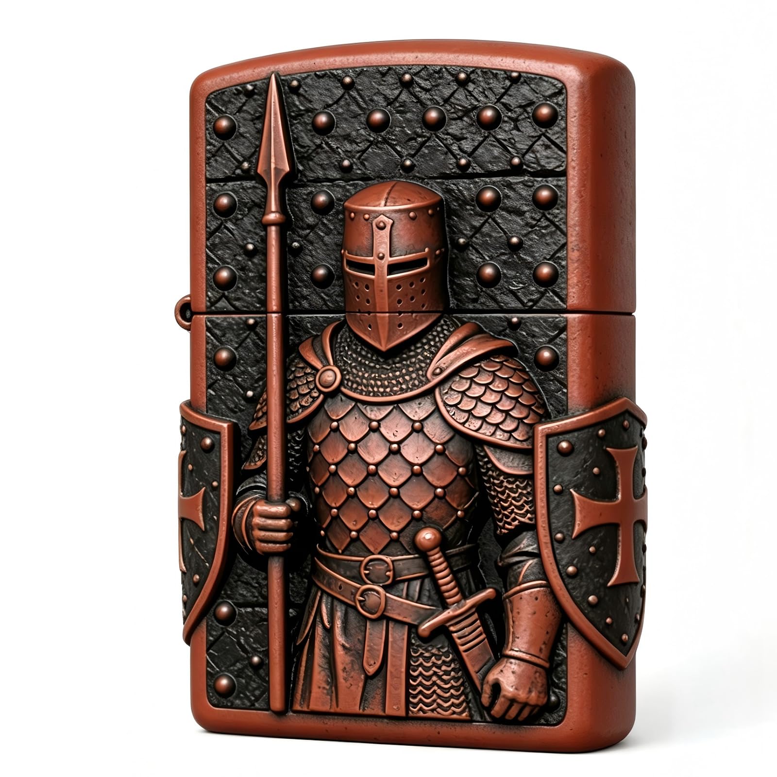 Vintage Knight Carved Soft Flame Kerosene Lighter Reusable Flip Top Wheel Grinding Fire Lighter for Outdoor Activities (A)