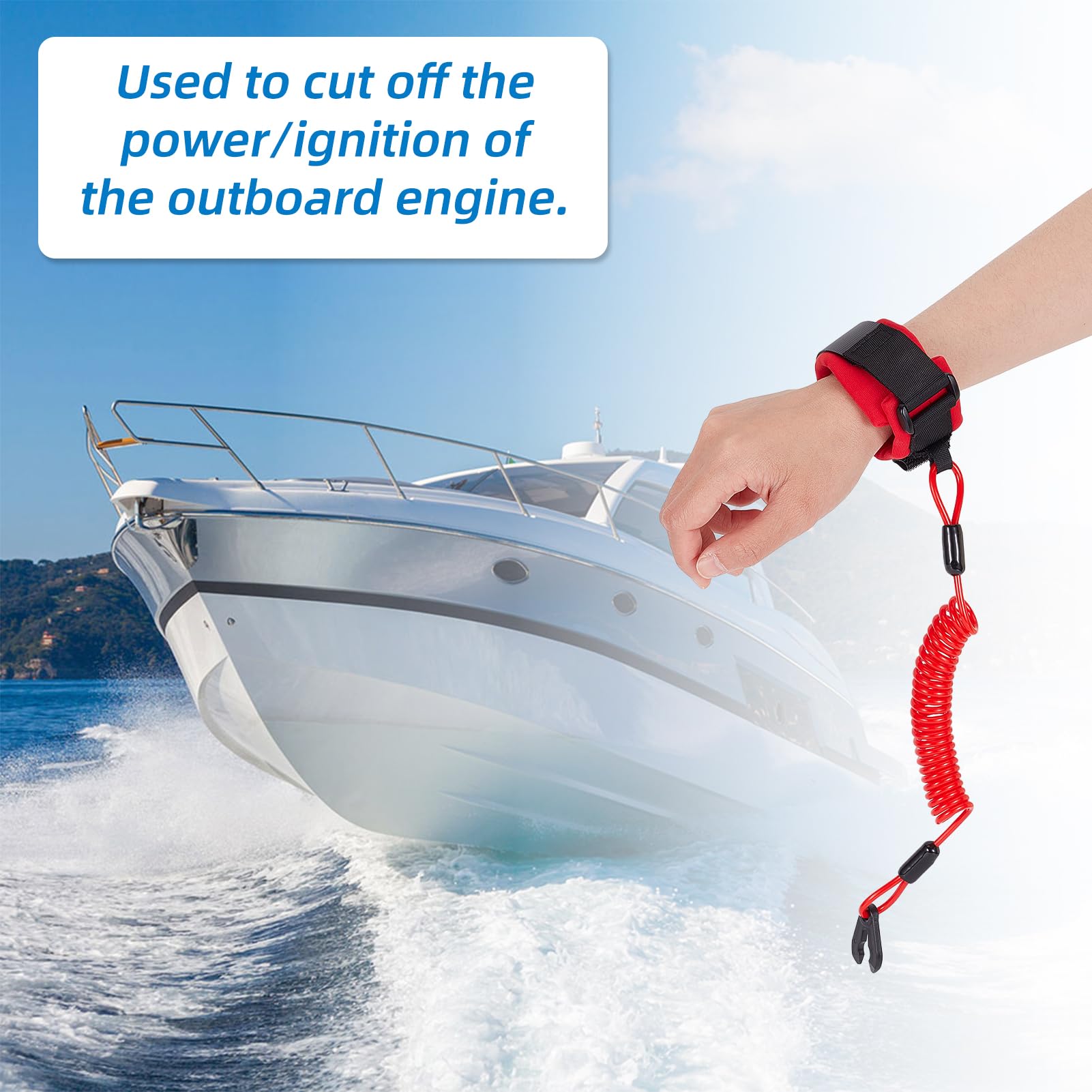 NICENEEDEDed Notausschalter Armband Für Boote 5.3 Fuß Verstellbares Sicherheits Notausschalterband Für Boote Motor Halteseil