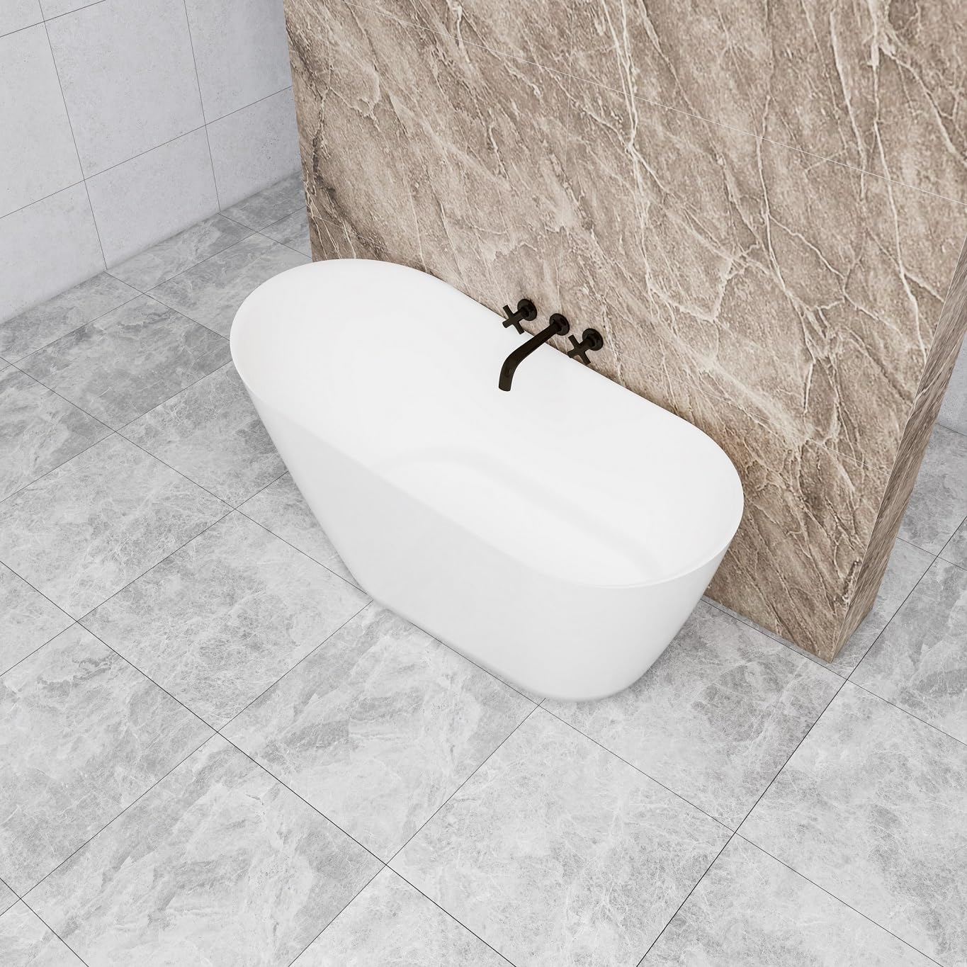Baignoire îlot design ovale L.150 x l.72 x H.73cm Capacité Maximum de 230 Litres - Blanc - En Acrylique - AICA baignoire avec Bonde et trop plein