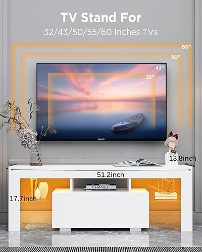 Miniatura 6 de BAMACAR Soporte de TV pequeño para TV de 60 pulgadas, soporte de TV de 50 55 y 60 pulgadas para dormitorio de 50 55 y 60 pulgadas para sala de