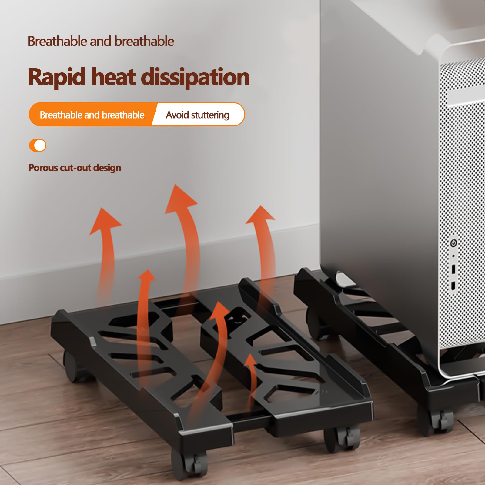 Eymobad Supporto pc fisso,Desktop Computer Tower con 4 Ruote Girevoli, CPU Tower Holder Cart, Universale, Fisso Regolabile, Protegge da Polvere e Sporco - per la Casa e L'Ufficio (Bianco)