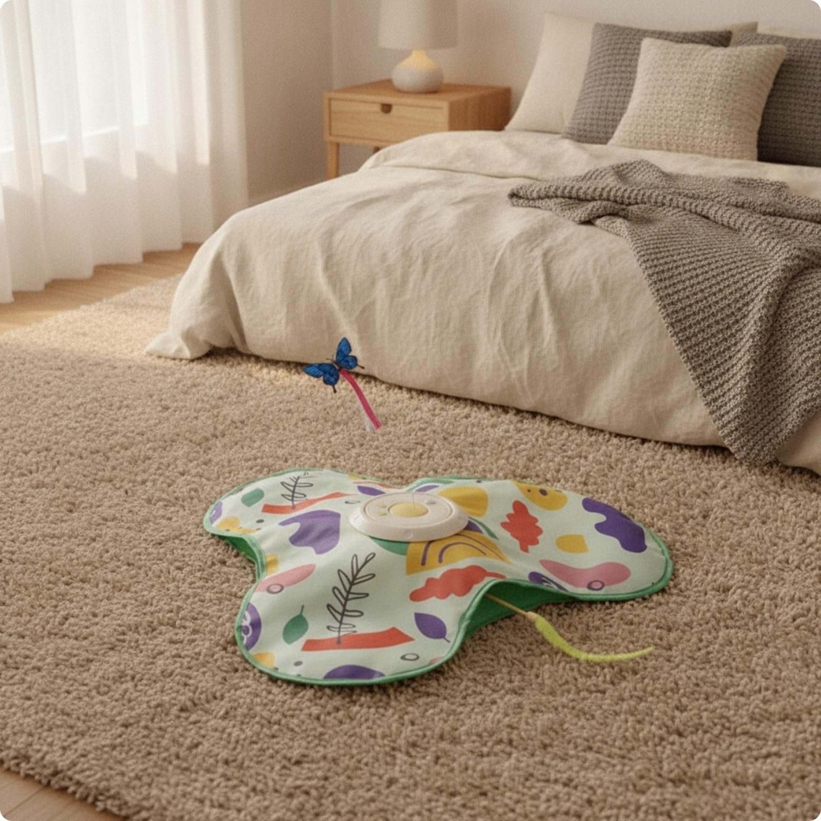 es Katzenspielzeug | Automatisch, Katzenspielzeug mit Spielangel, für Zuhause, Wohnungskatzen, Orange