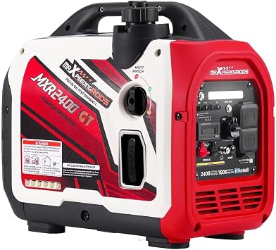 maXpeedingrods 2400 Watt Portable Inverter Generator with App RV Home Use | Bluetooth App Remote Data Monitor,CO Alarm,33lbs Lightweight,Parallel ECO Function,Quiet Operation,Gas Powered,MXR2400GT
