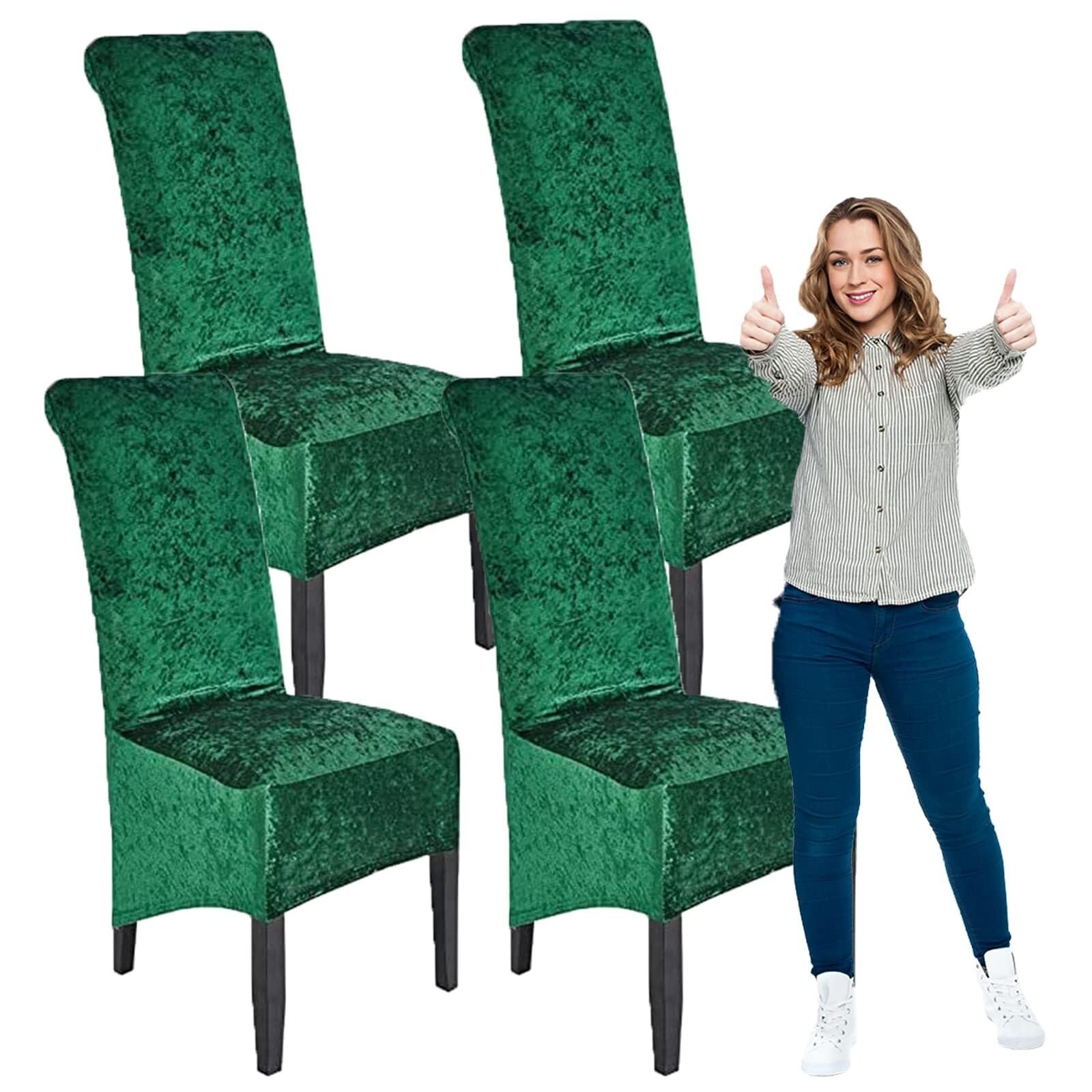 NMVAWIPT Crushed Velvet Dining Chair Covers Elastic Stretch Washable Removable Protective Seat For Wedding Banquet Party(#46,4pcs)