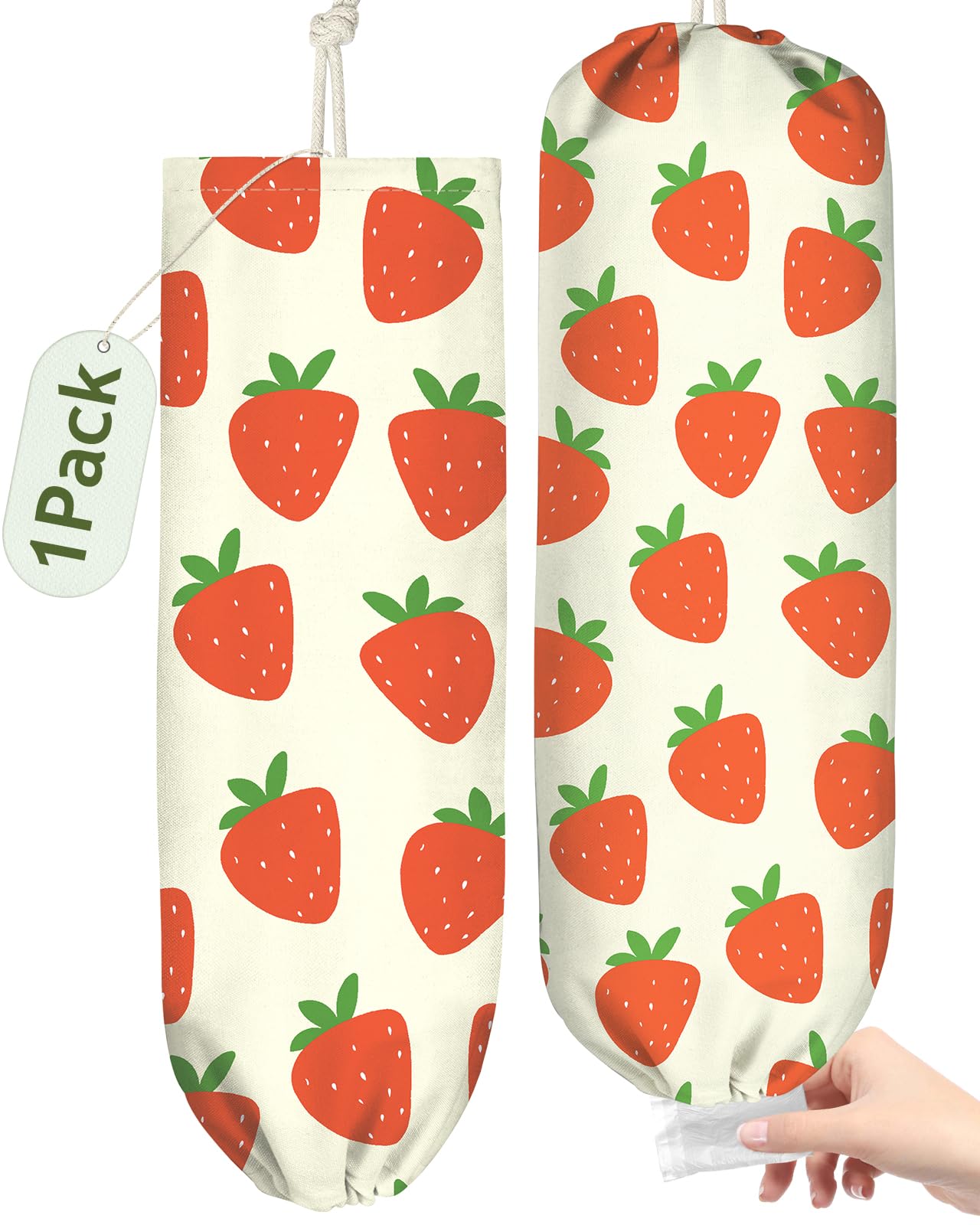 Kokaaee Plastic Bag Holder, Grocery Bag Organizer - 1 Pack Cute Kitchen Dispenser Holders Reusable Shopping Western Hanging Wall with Adjustment