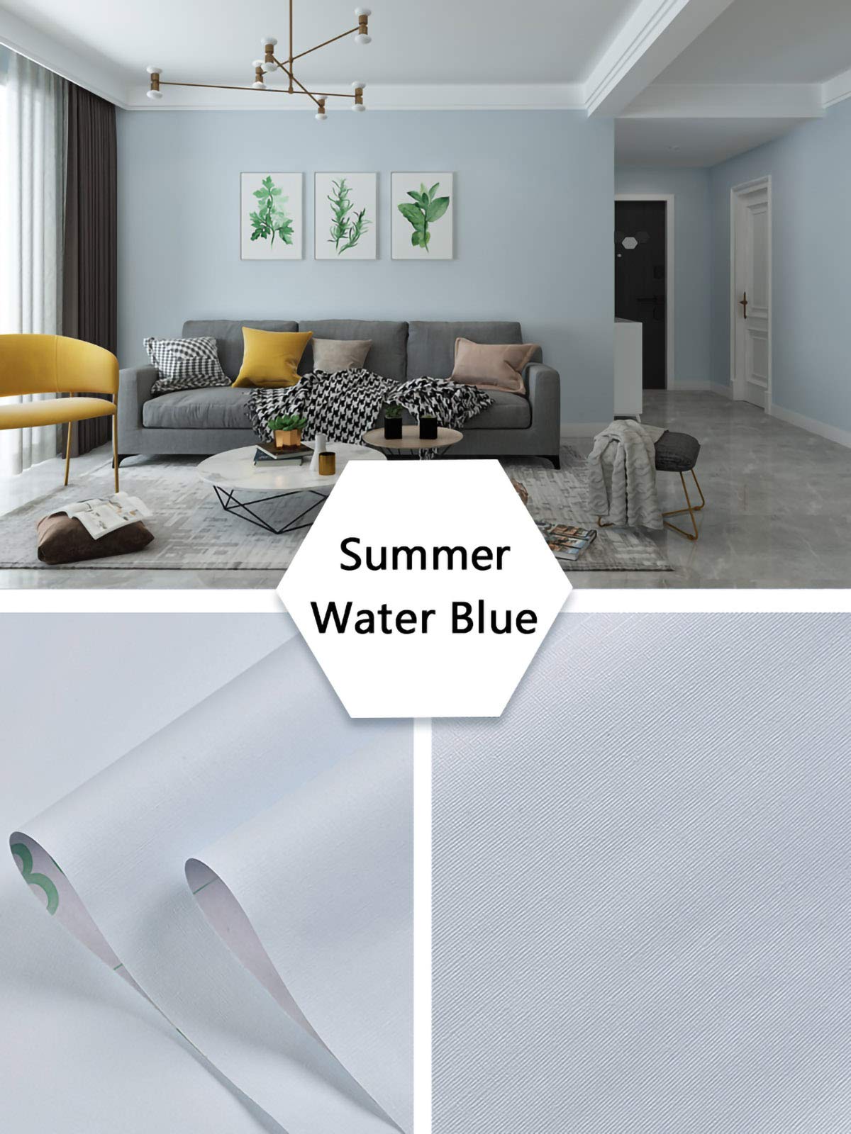 Carta Adesivo Fatta di Adesivi in PVC Impermeabile Carta da Parati PVC Pellicola Adesiva per Armadio Carta da Parati Cucina Pellicola-Blu Acqua 60cm*15m
