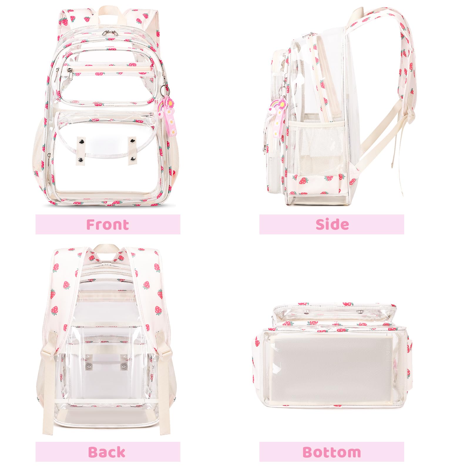 ACESAK Clear Backpack for Boys Girls - 3 Pcs Clear Heavy Duty with Lunch Bag - See Through Backpack Stadium Approved