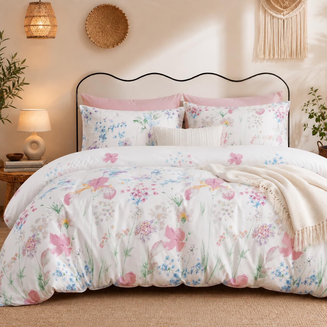 Lanqinglv Bohemian Bettwäsche 3 Teilig Boho Indischen Mandala Bettwäsche Set Renforce mit Reißverschluss Bettbezug und Kissenbezug 80x80cm