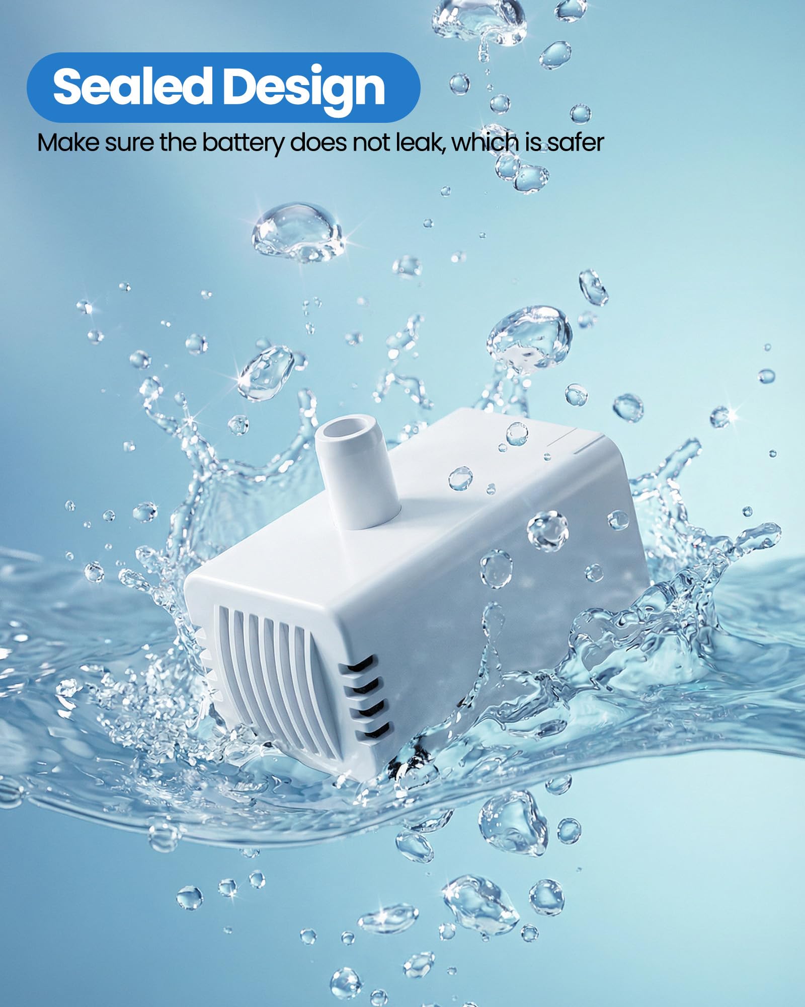 Cat Water Fountain Replacement Pump - Quiet Pet Water Fountain Pump for Wireless Cat Water Fountain Stainless Steel, Battery Operated Cat Water Fountain Cordless - image 6