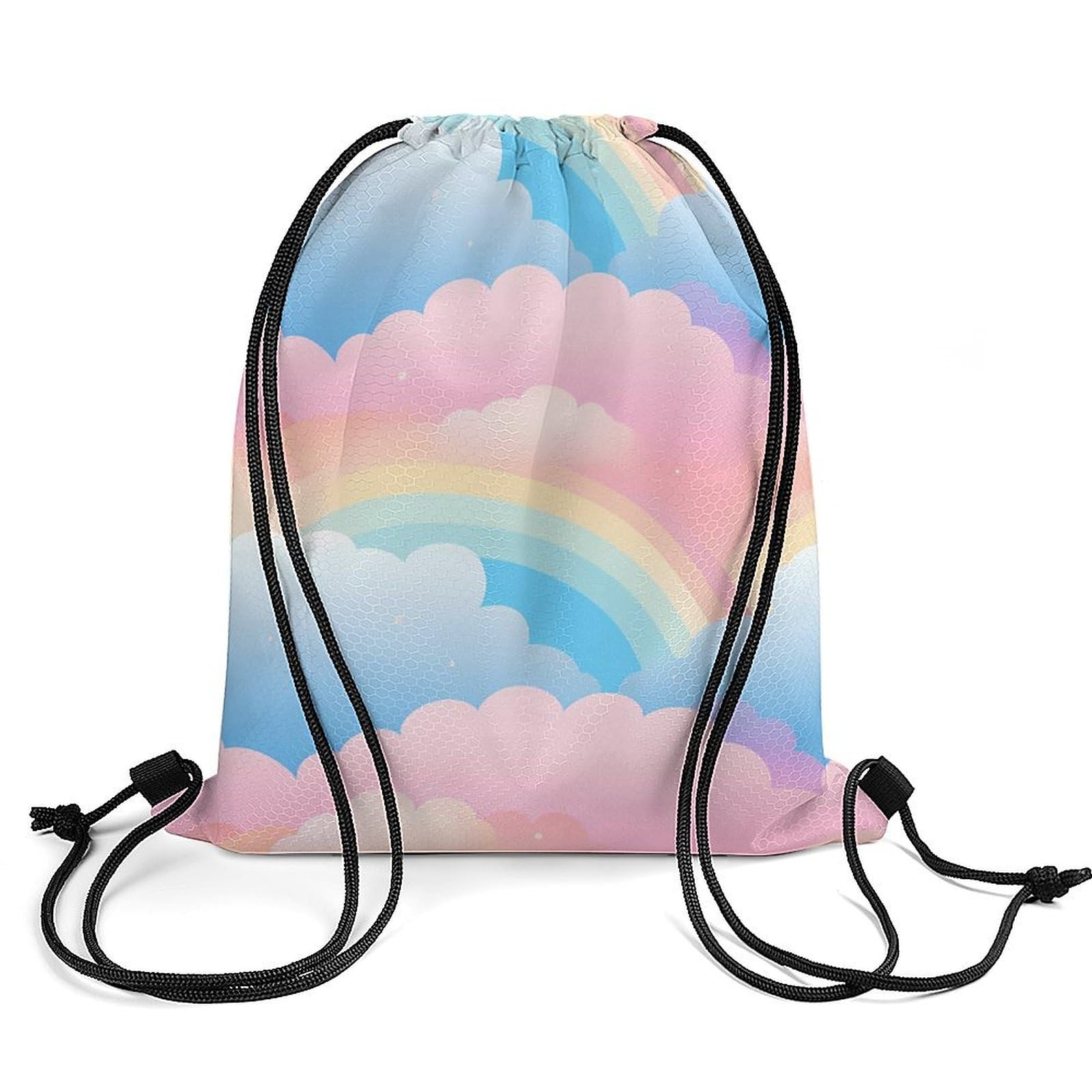 LGBT Proud Rainbow Drawstring Backpack Durable Sport Gym Bags Daypack for Men Women 35 * 42cm