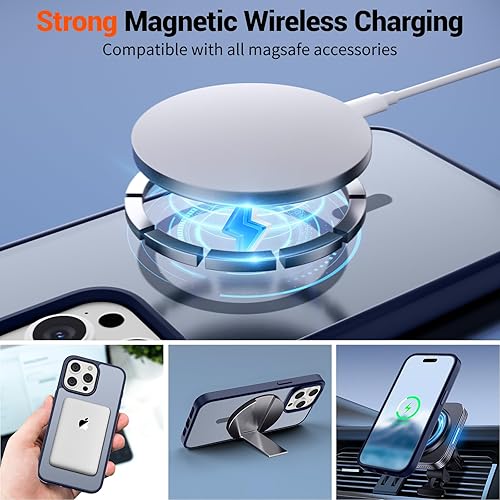 Miniatura 601 de SUPFINE - Funda magnética para iPhone 13 Pro Max (compatible con MagSafe), (protección contra caídas de grado militar de 10 pies), delgada, Negro