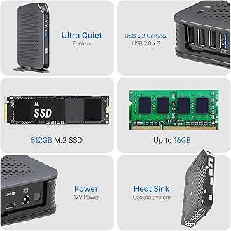 Yxk S15 UItra Mini PC,12th Gen Alder Lake- N100(up to 3.4GHz), 16GB DDR4 RAM 512GB M.2 SSD, Desktop Computer Support 4K Dual Display/USB3.2/WiFi 6/BT5.2 or Gigabit Ethernet for Home/Office