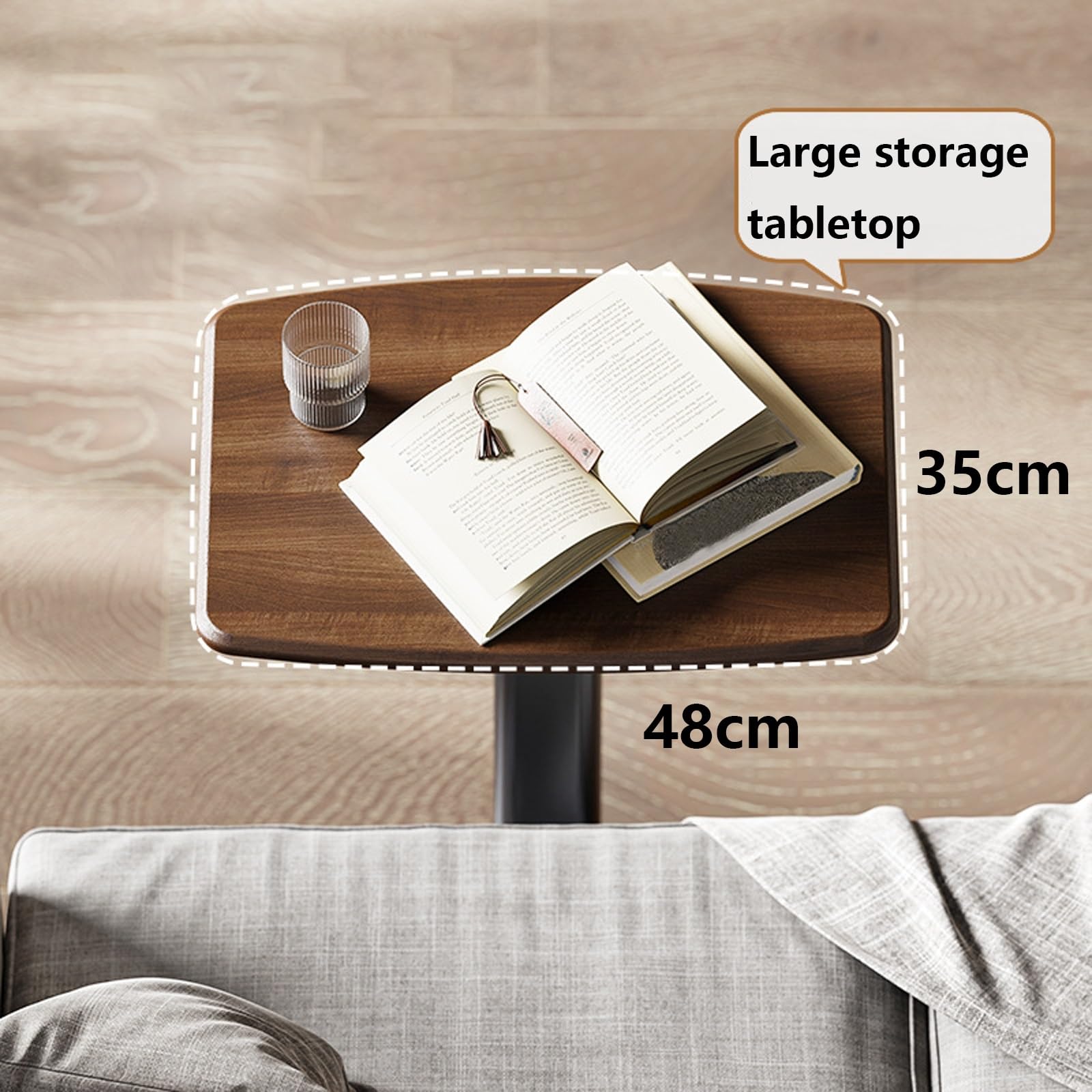 Mesa auxiliar en forma de C de altura ajustable con ruedas giratorias, mesa deslizante debajo del sofá, mesa para sala de estar, dormitorio, espacio pequeño, bandeja de TV moderna