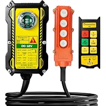 2 in 1 Crane Remote Control, 12V Wireless Crane Dump Trailer Controller, Industrial Hoist Truck Crane Switch Control Station, Up-Down-Left-Right, 4 Direction