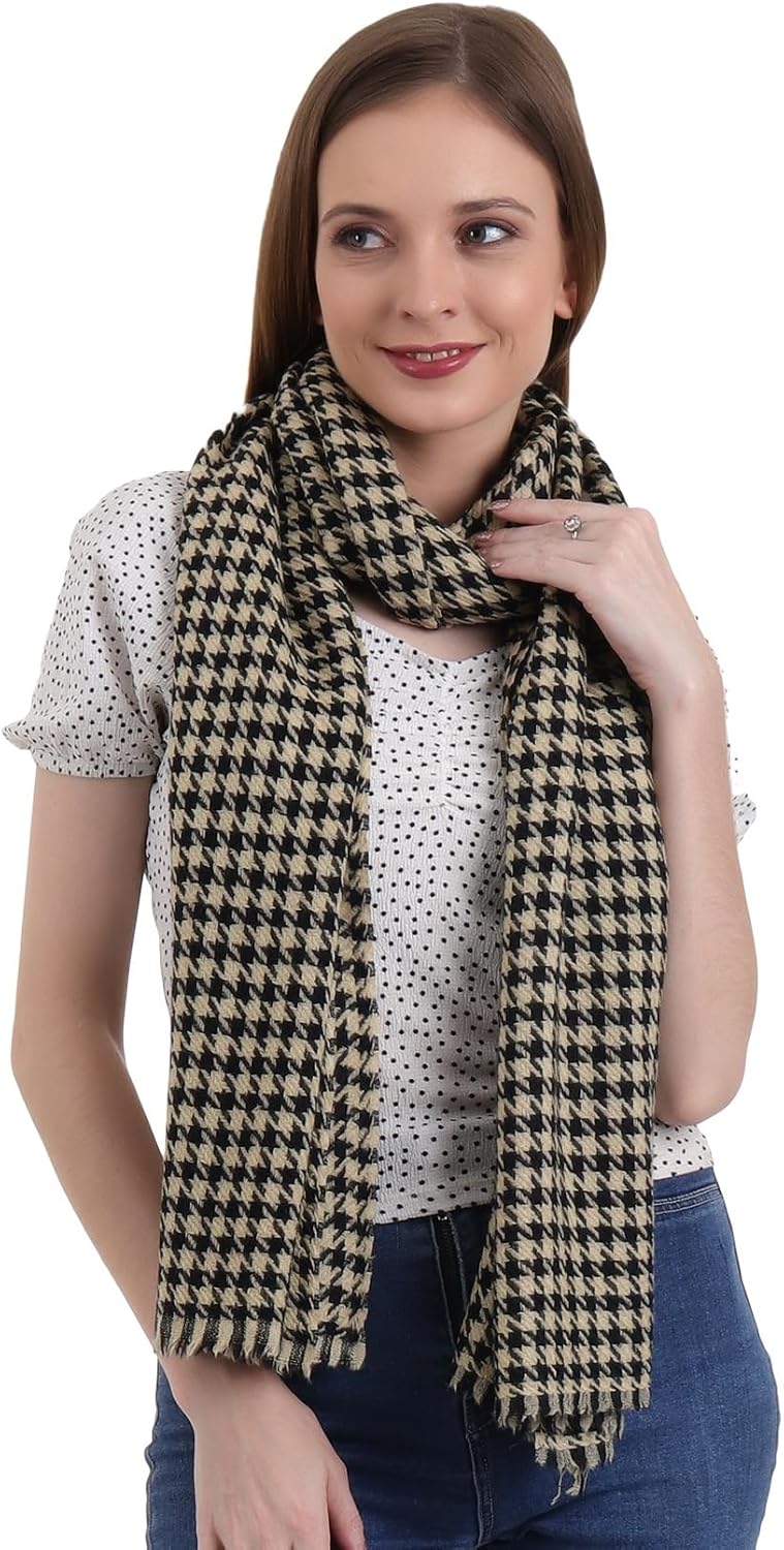EH 100% Pure Cashmere scarf, stole Houndstooth, warm large buttery soft Pashmina