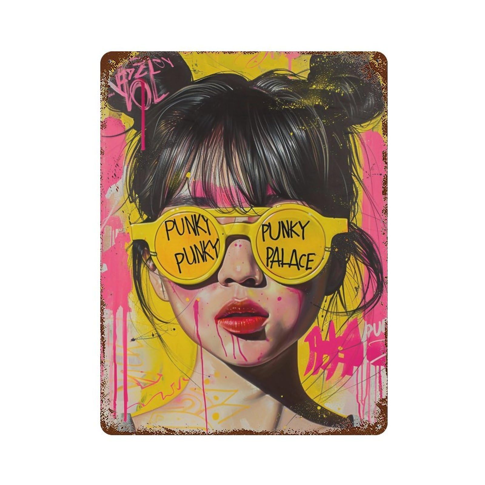 FHUYEURHRY Punky Palace Graffiti Pop Art Woman 03 Wall Decor Retro Iron Vintage Art Metal Tin Sign Poster Modern Home Cofffee Club Art Bar Shop Decorations Style-38 40x30cm