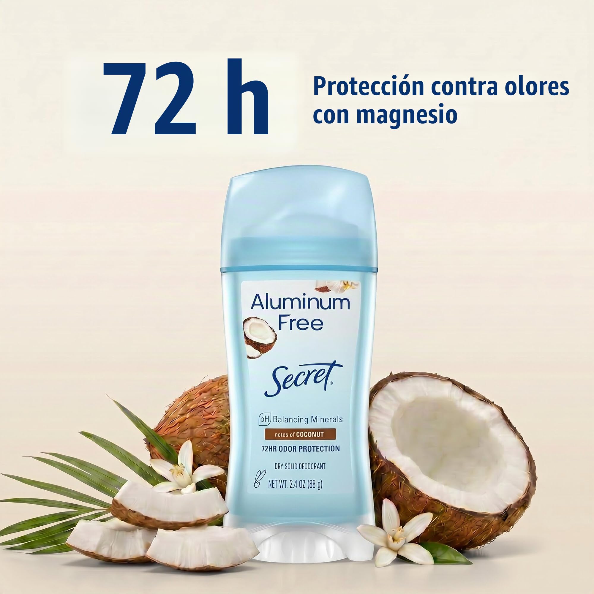 Secret Aluminum Free - Desodorante de coco para mujer, 60 g