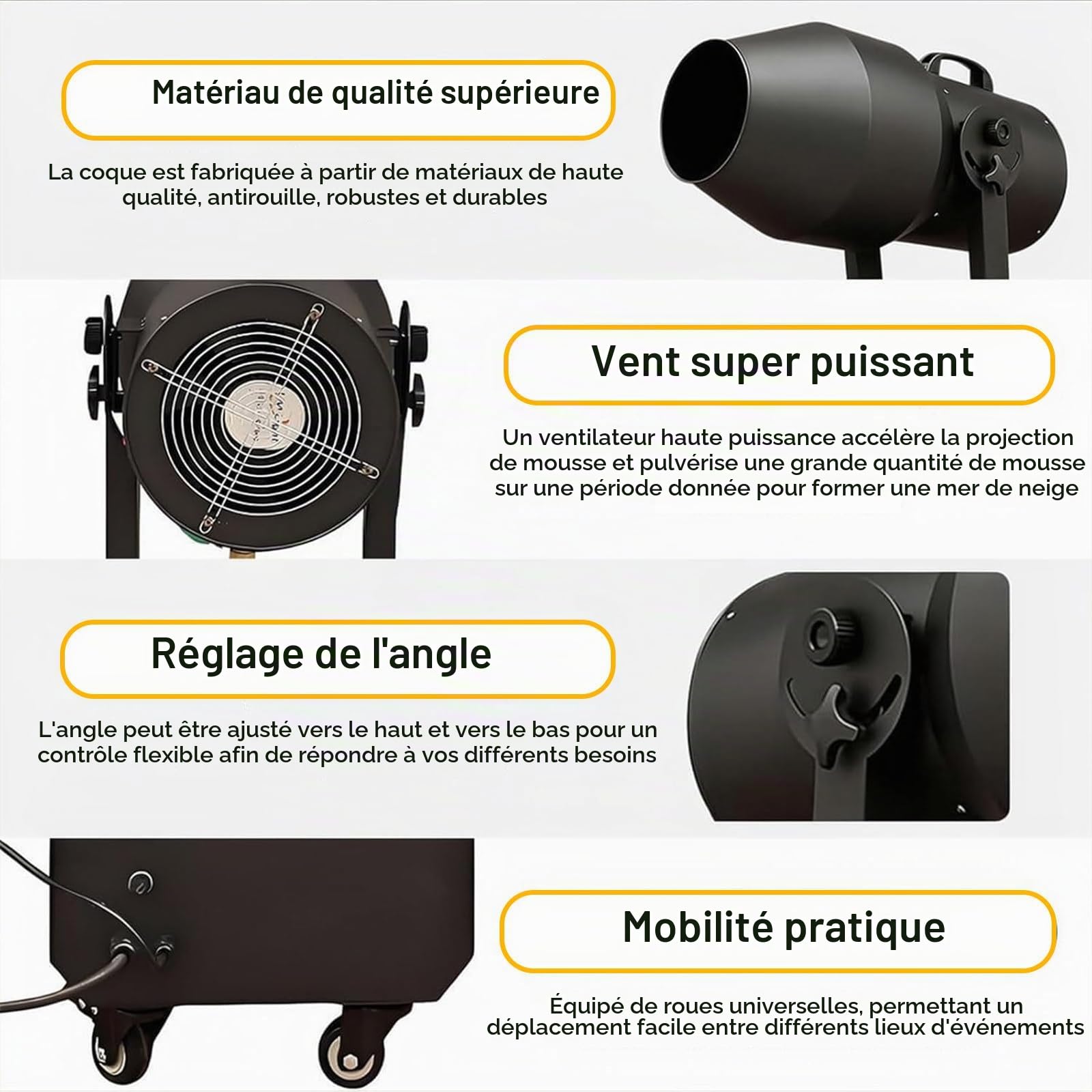 Machine à Mousse pour Familles et Fêtes – Canon à Mousse Rotatif Automatique pour Scènes, Piscines, Célébrations et Jardins (Portée de 6 à 9 m) Without LED