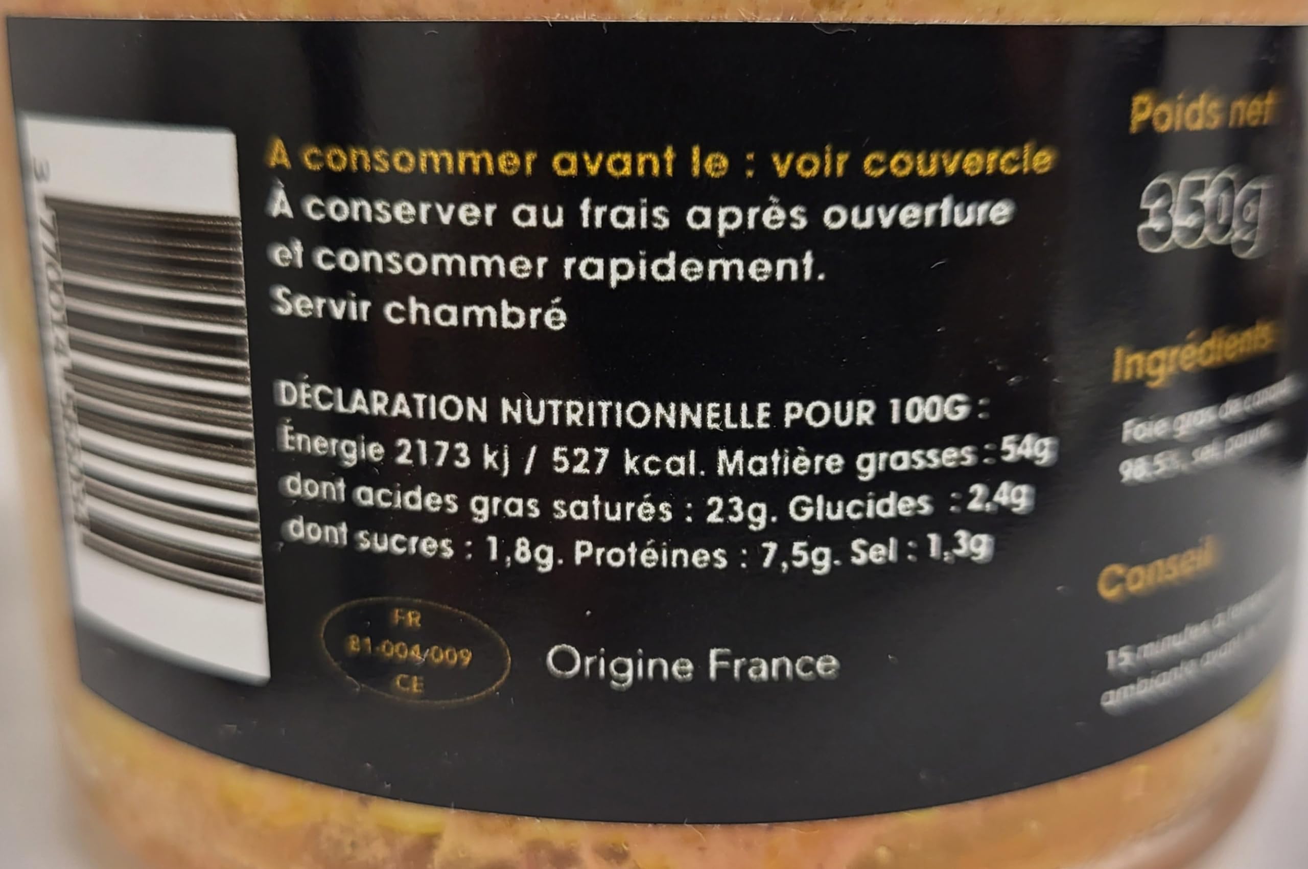 jemangefrancais Foie Gras de Canard Entier en Conserve, 350 g