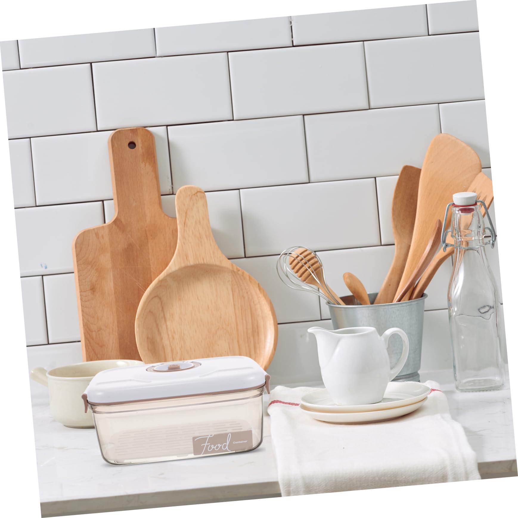 Contenitore Alimentare Sottovuoto 2, 1 l Beige in Plastica Riutilizzabile